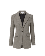 Veronica Beard Black and white houndstooth single-button blazer.