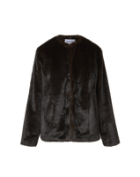 Veronica Beard Brown faux fur collarless jacket.