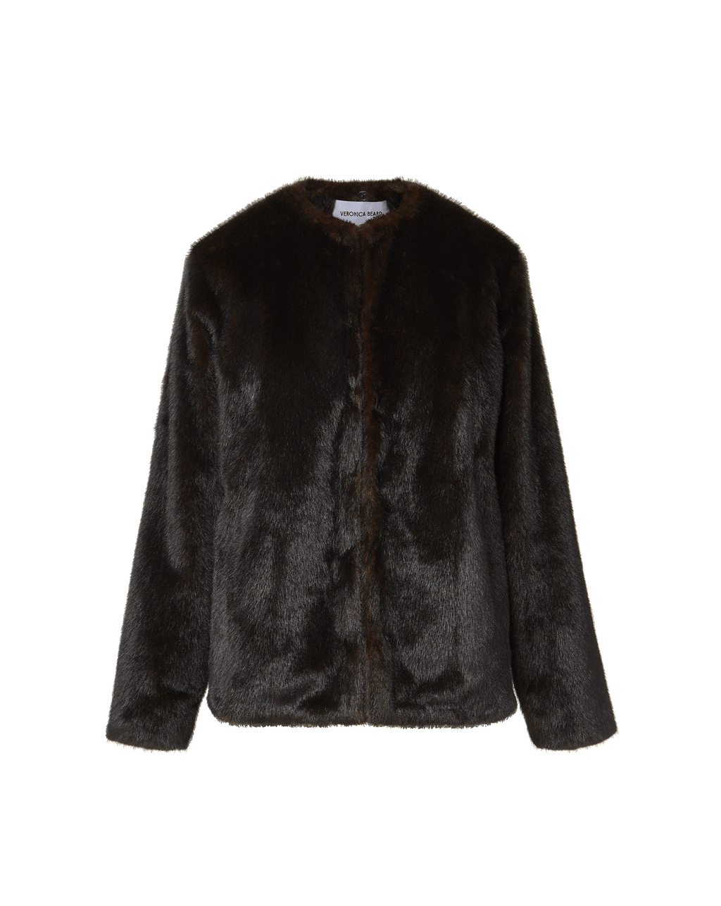 Veronica Beard Brown faux fur collarless jacket.