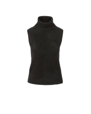 Veronica Beard Black sleeveless knit turtleneck sweater.