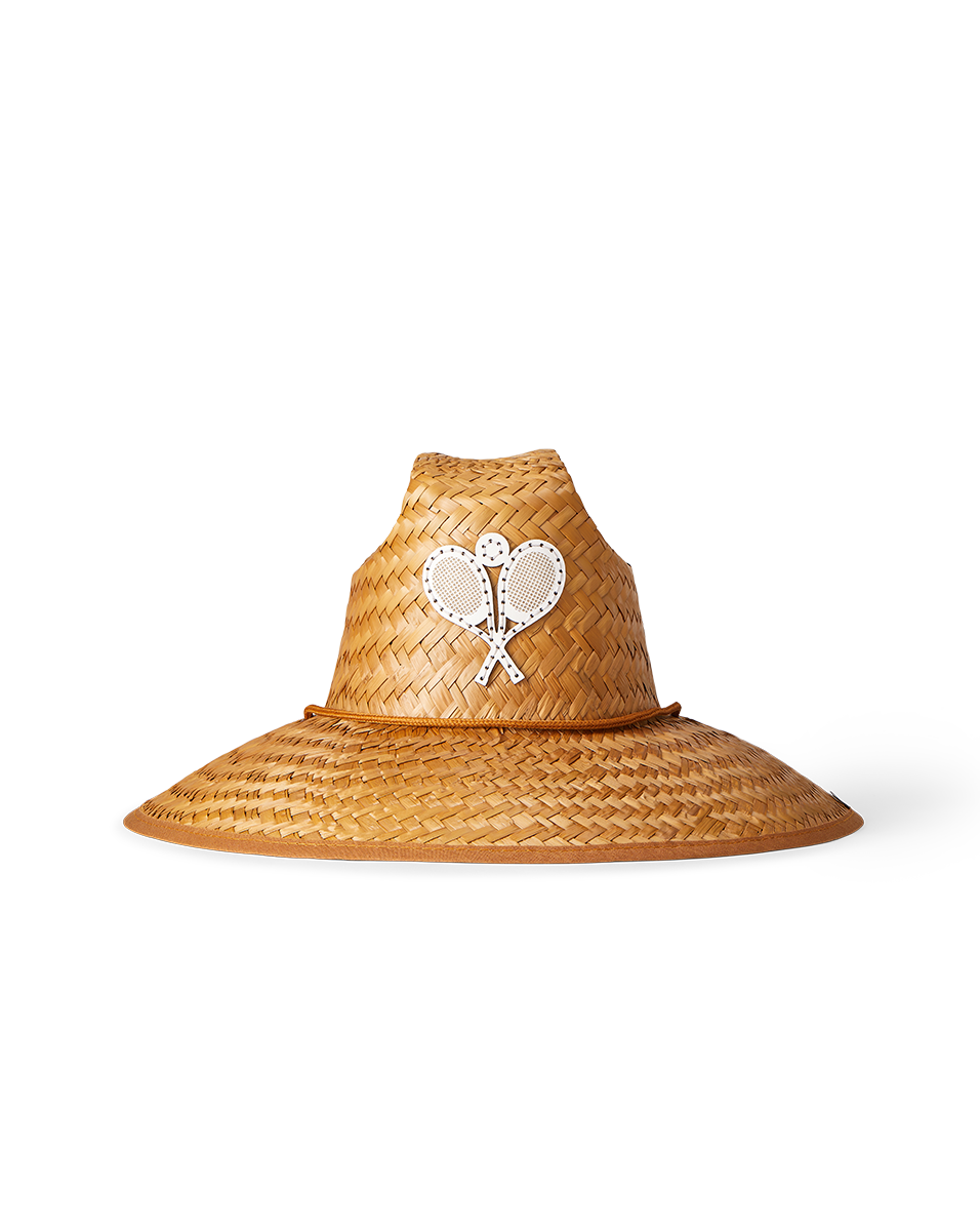 Veronica Beard Racquet Straw Hat Brown/White