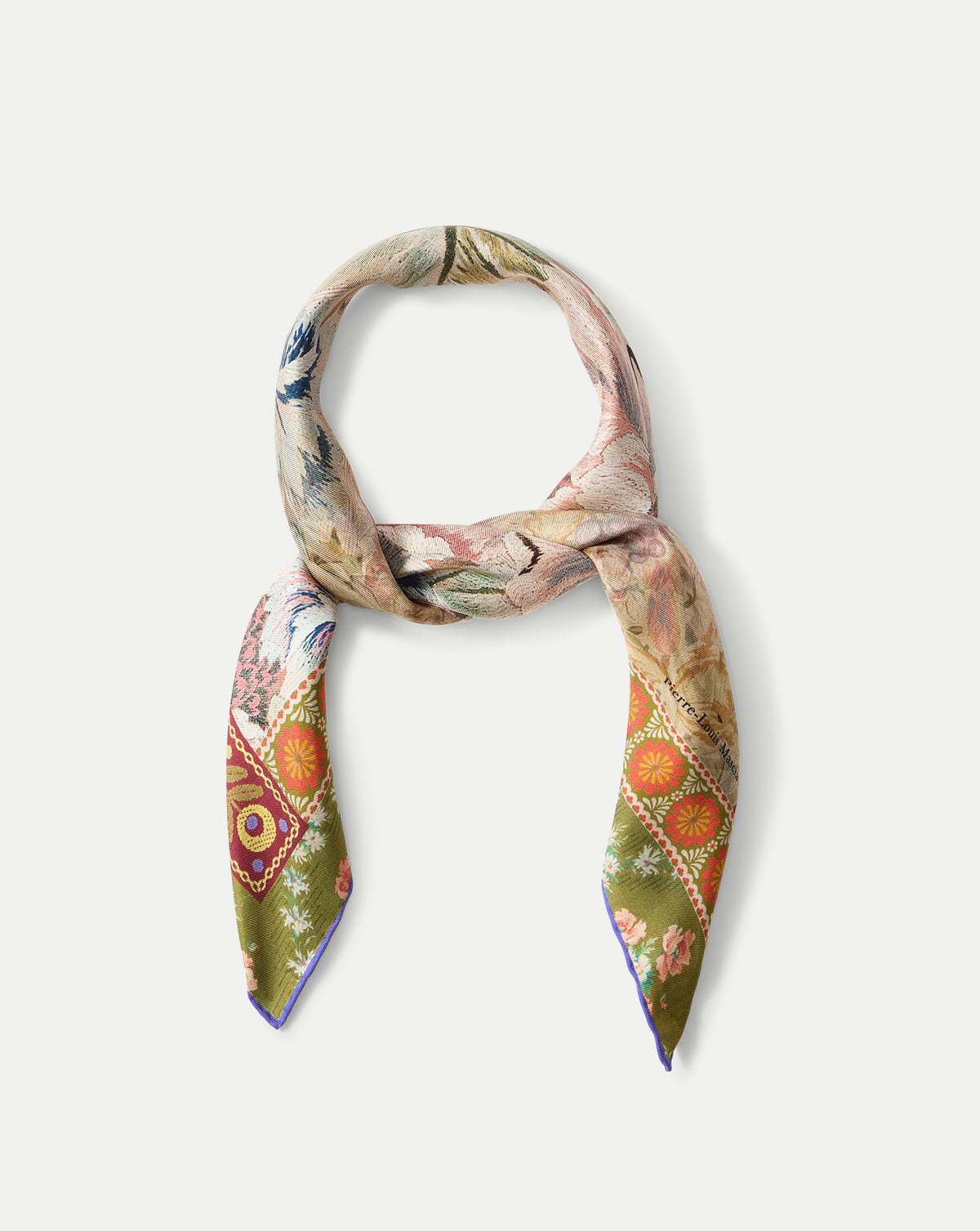 Veronica Beard Floral Bandana Silk Scarf - Orange Multi