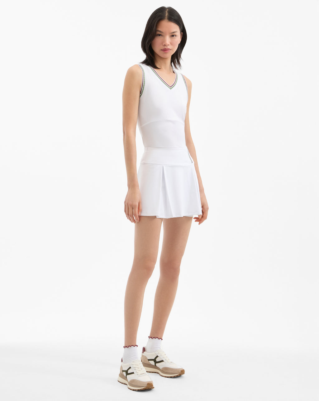 Veronica Beard Deuce Pleated Tennis Skort - White