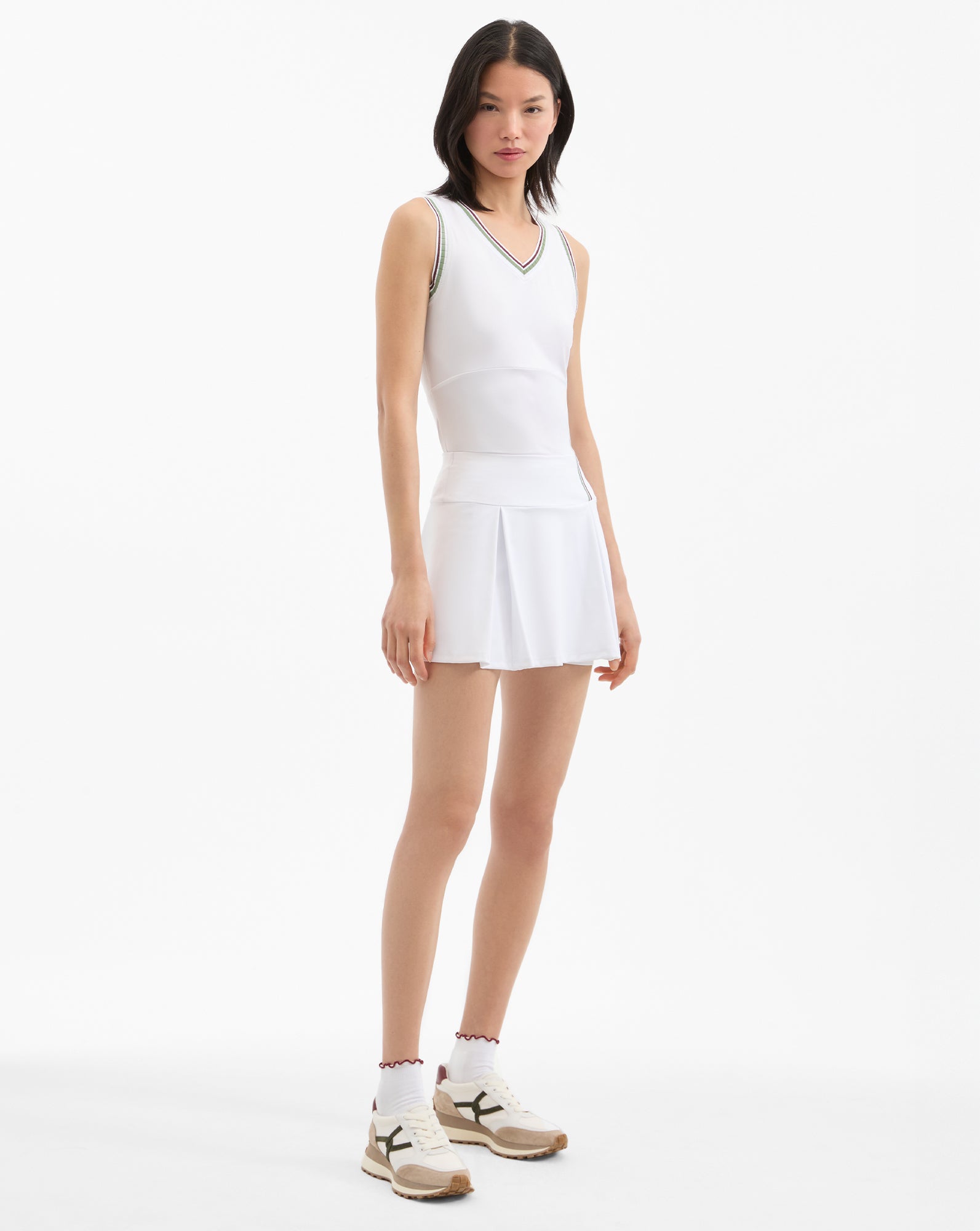 Veronica Beard Deuce Pleated Tennis Skort - White