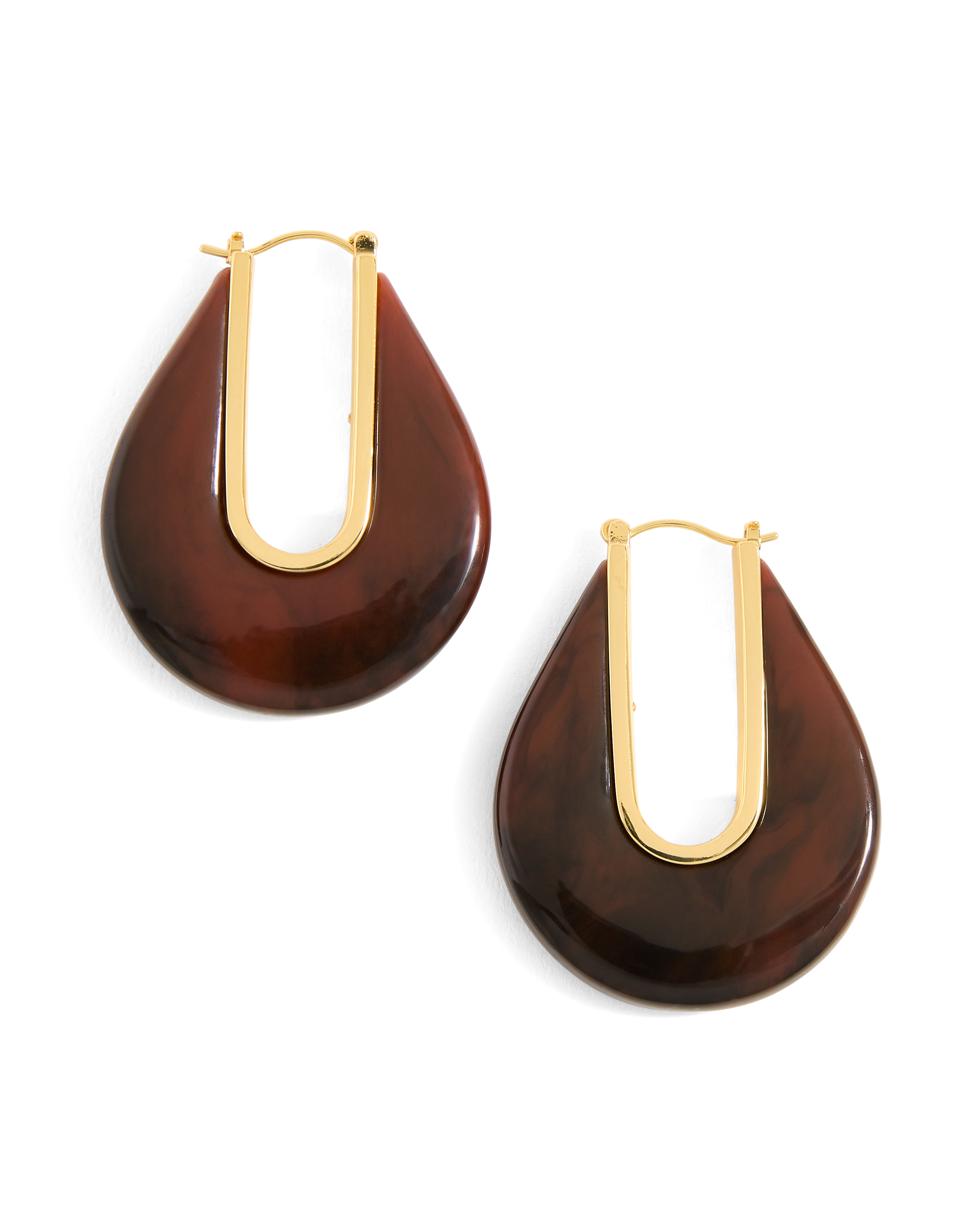 Veronica Beard Resin Drop Hoop Earring Chocolate
