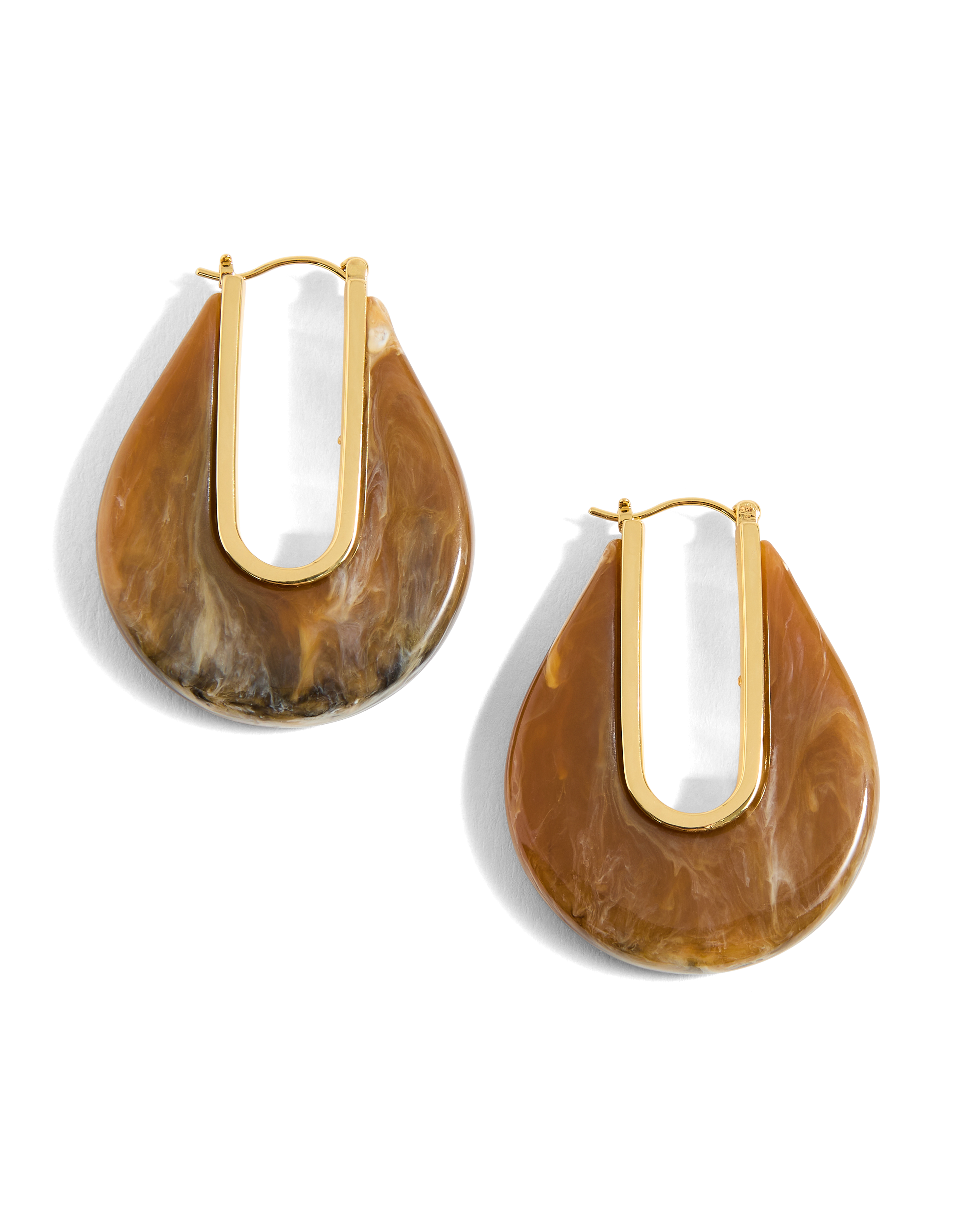Veronica Beard Resin Drop Hoop Earring Caramel Multi