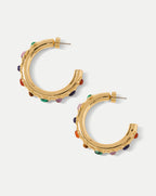Veronica Beard Cabochon Embellished Hoop - Gold Multi