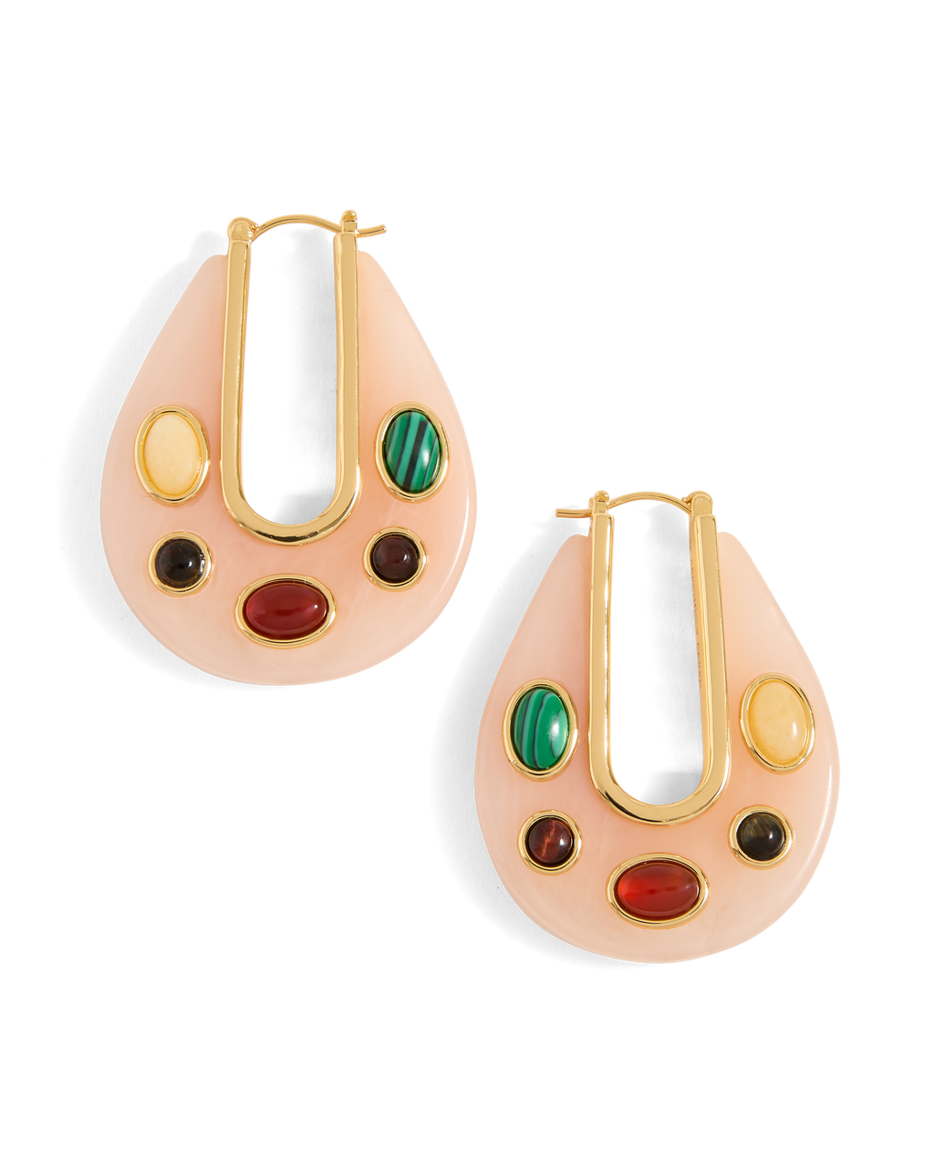 Veronica Beard Resin Embellished Drop Hoop Pink Multi
