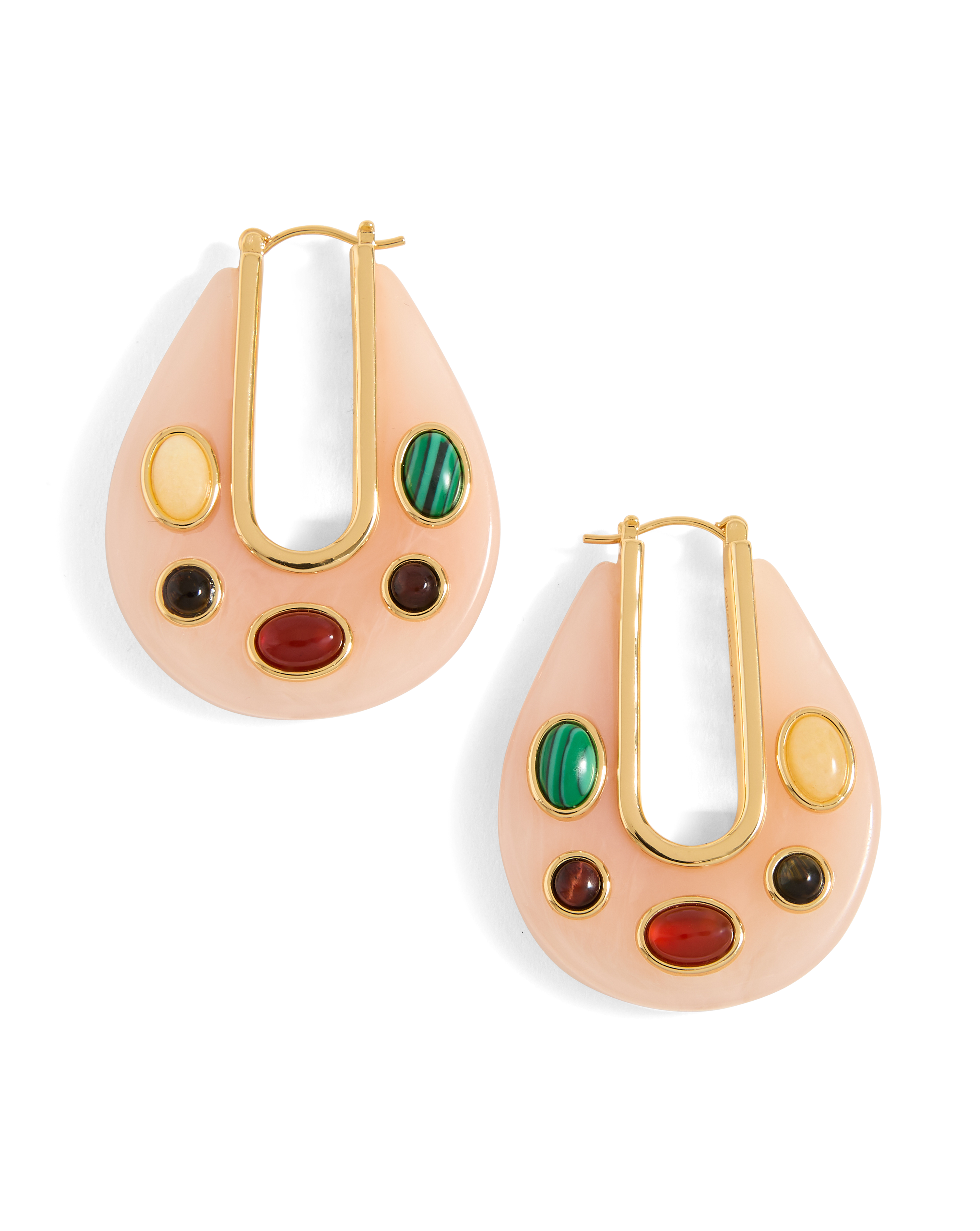 Veronica Beard Resin Embellished Drop Hoop Pink Multi