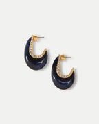 Veronica Beard Resin J-Hoop Earring - Navy