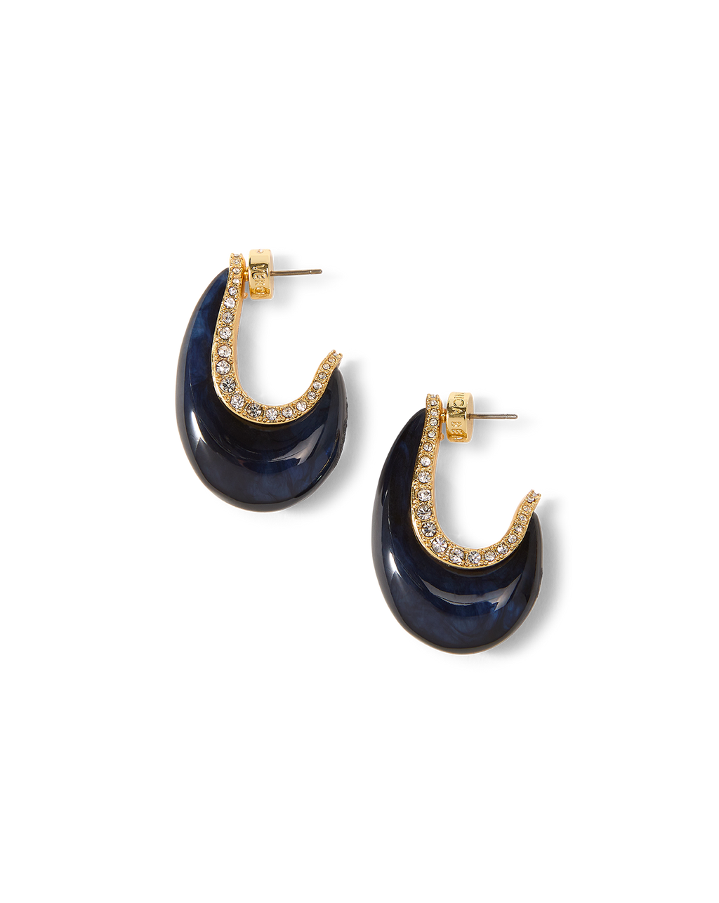 Veronica Beard Resin J-Hoop Earring Navy
