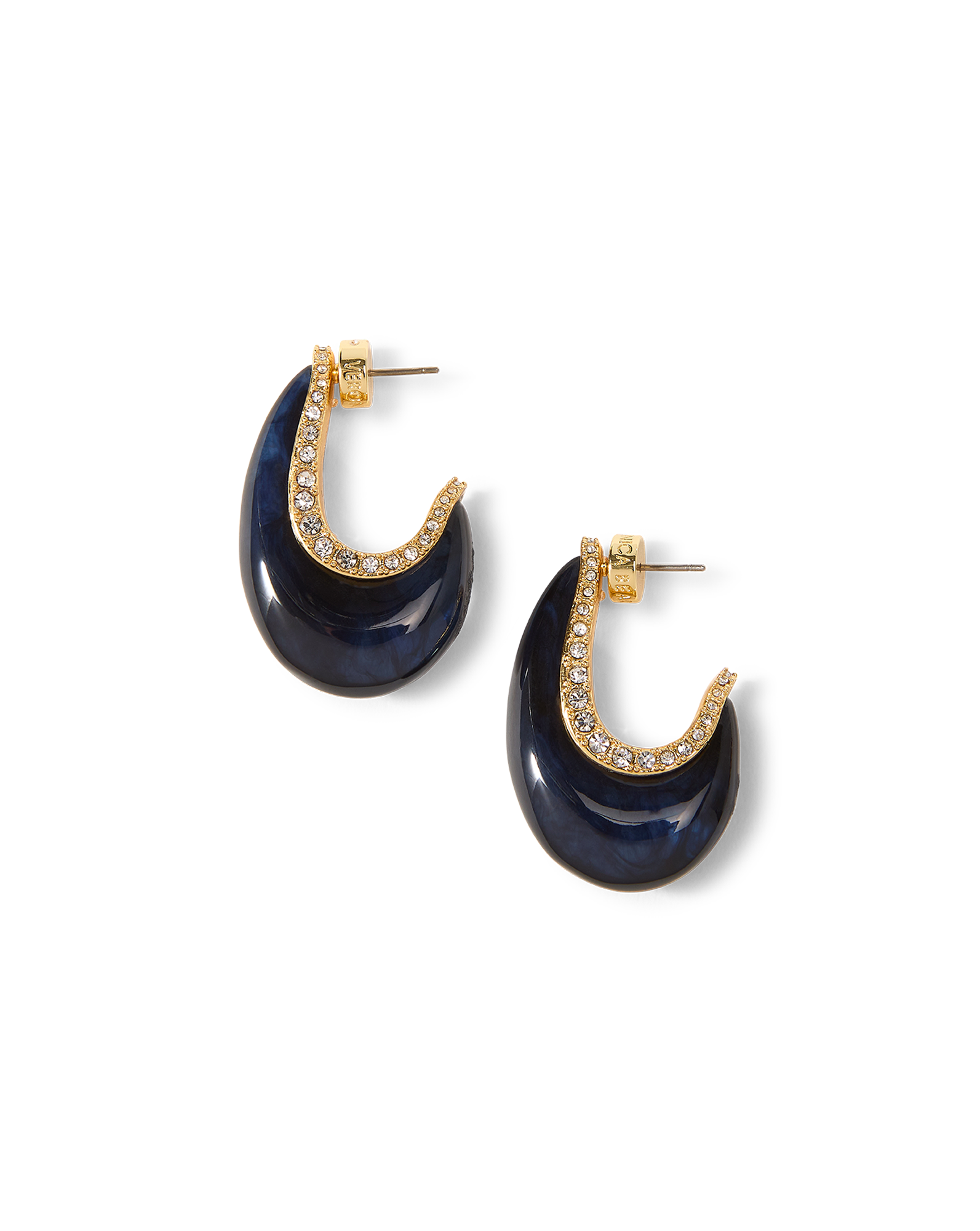Veronica Beard Resin J-Hoop Earring Navy