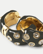 Veronica Beard Crystal and Enamel Huggie Hoop