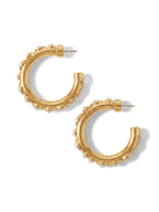 Veronica Beard Gold hoop earrings with small pearls embedded along