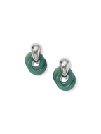 Veronica Beard Green jade and silver interlocking hoop earrings