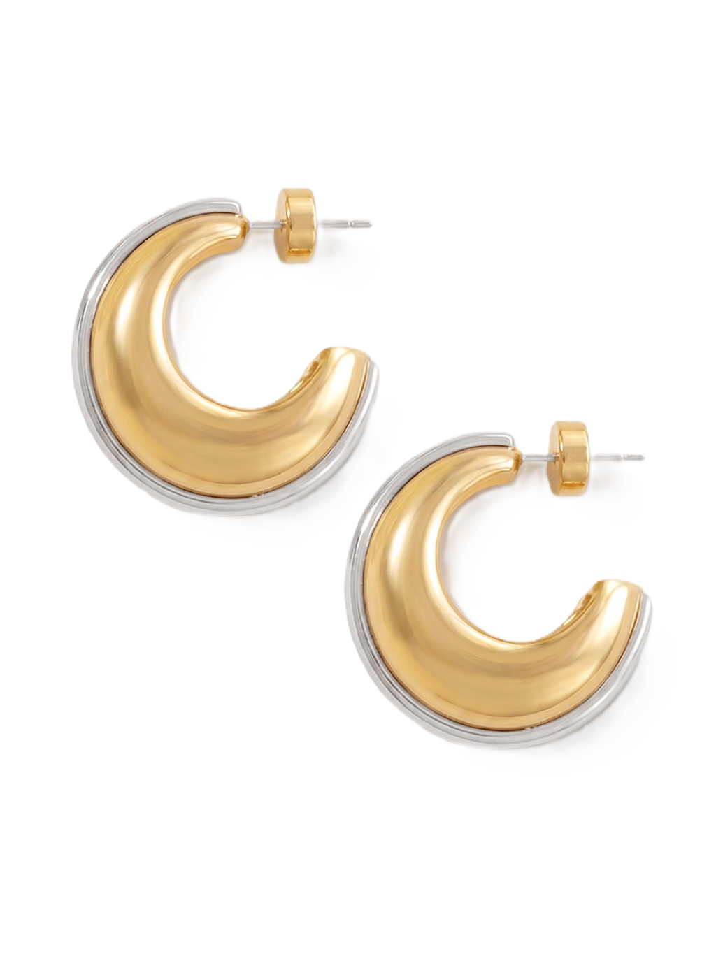 Veronica Beard Two-tone gold and silver chunky hoop earrings