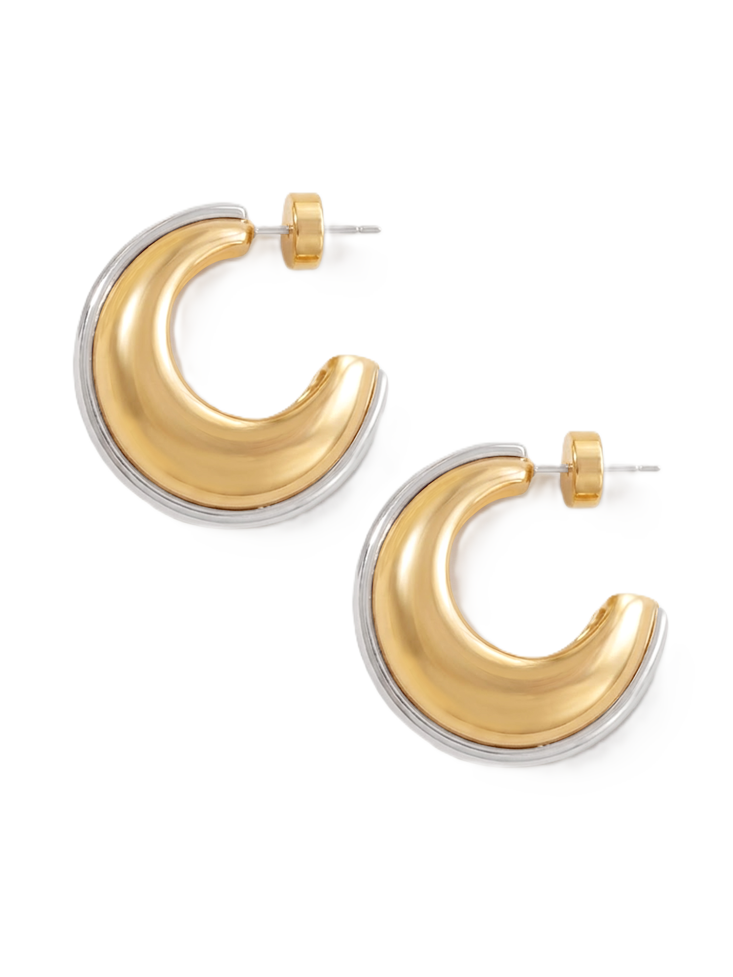 Veronica Beard Two-tone gold and silver chunky hoop earrings