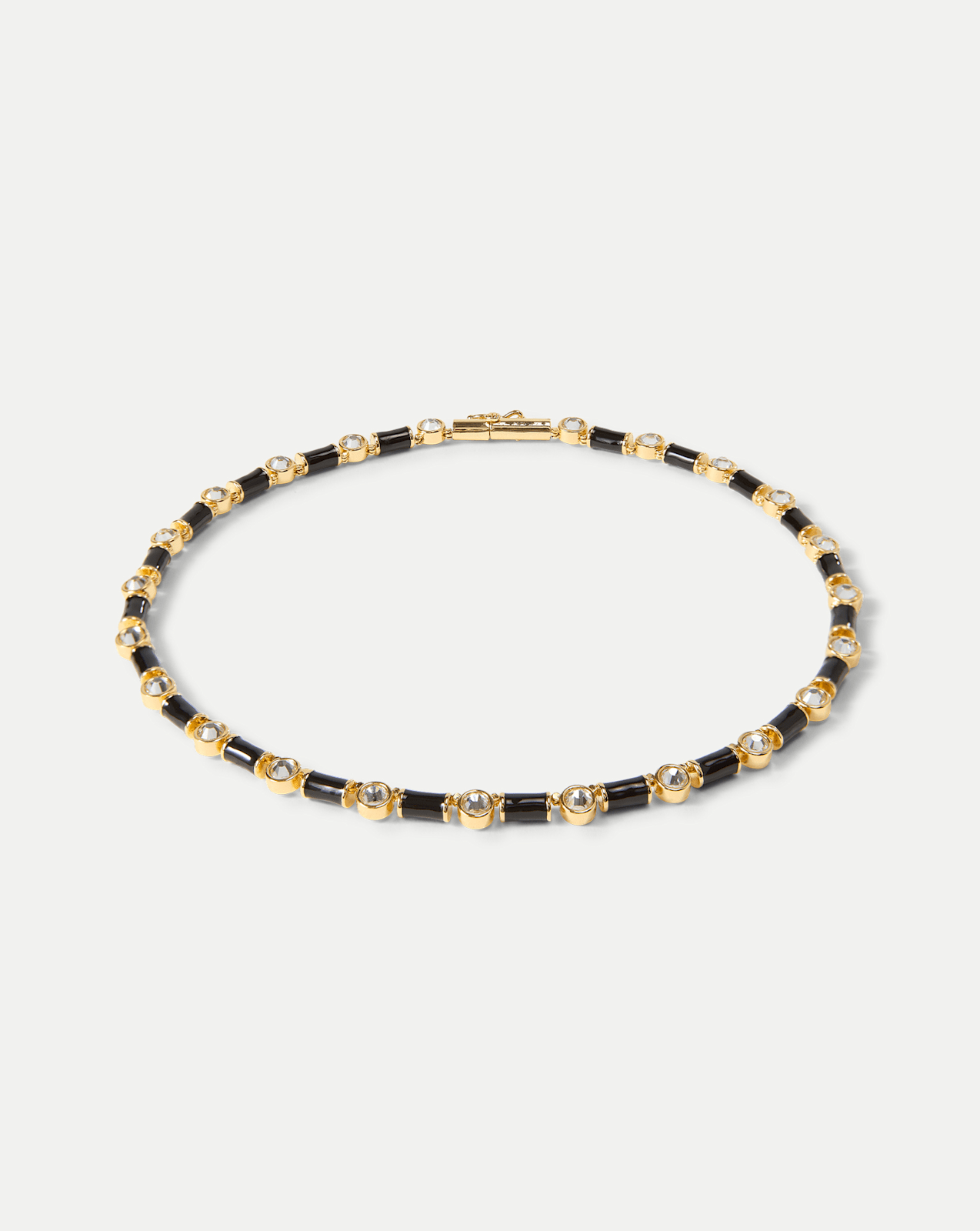 Veronica Beard Black Enamel and Crystal Barrel Necklace