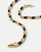 Veronica Beard Black Enamel and Crystal Barrel Necklace