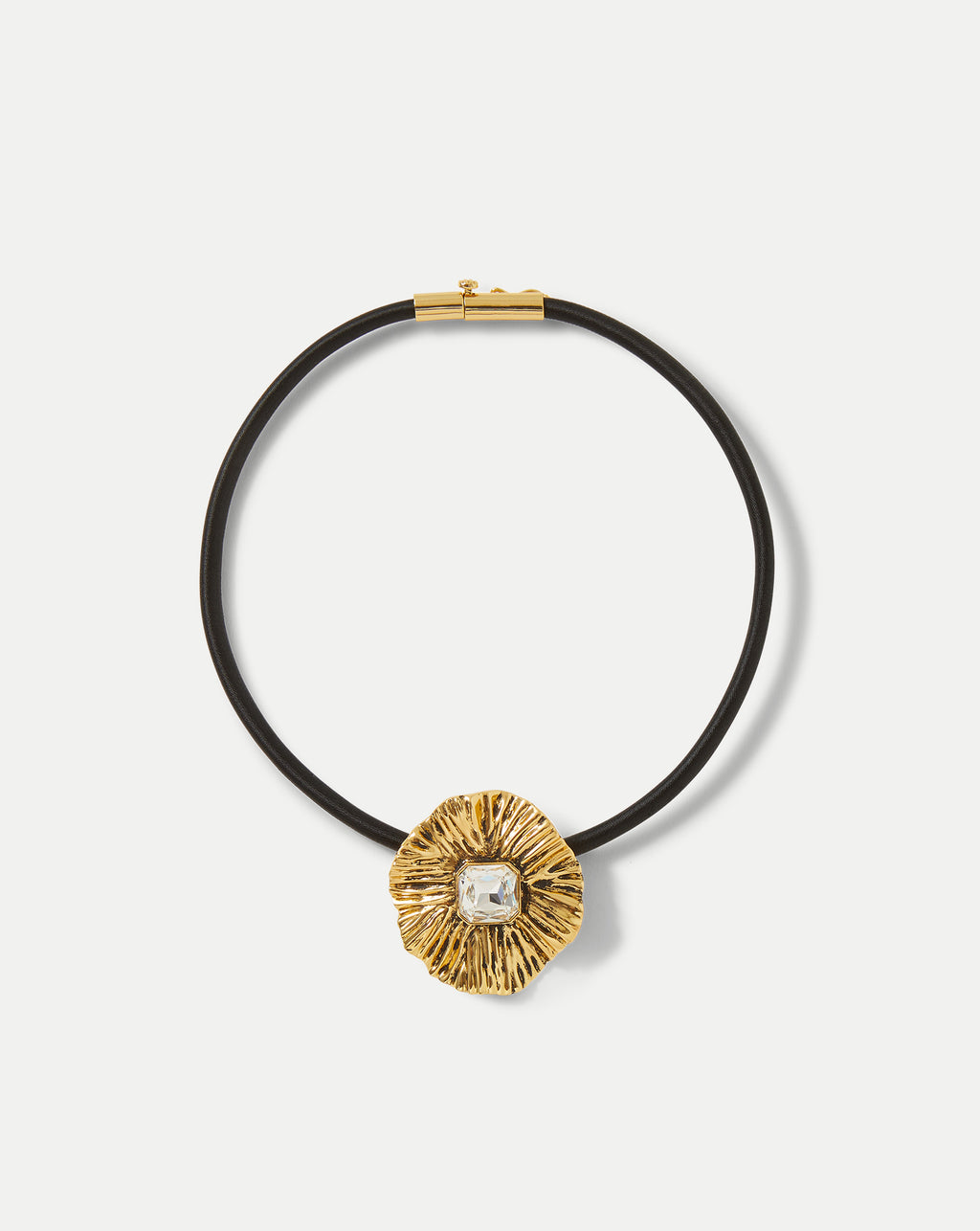 Veronica Beard Floral Pendant Cord Necklace - Gold