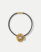 Veronica Beard Floral Pendant Cord Necklace - Gold