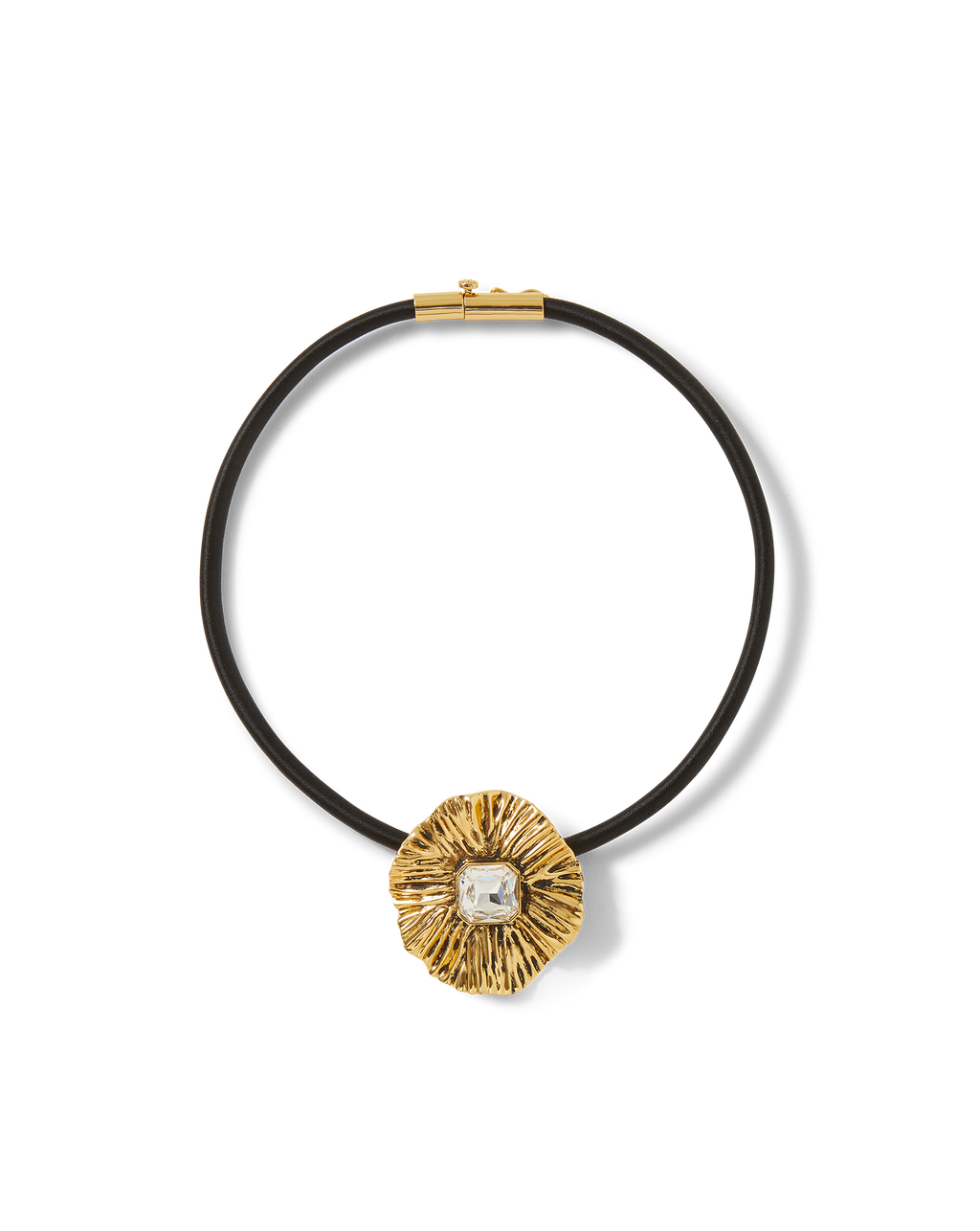 Veronica Beard Floral Pendant Cord Necklace Gold
