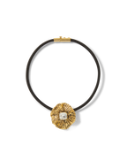 Veronica Beard Floral Pendant Cord Necklace Gold