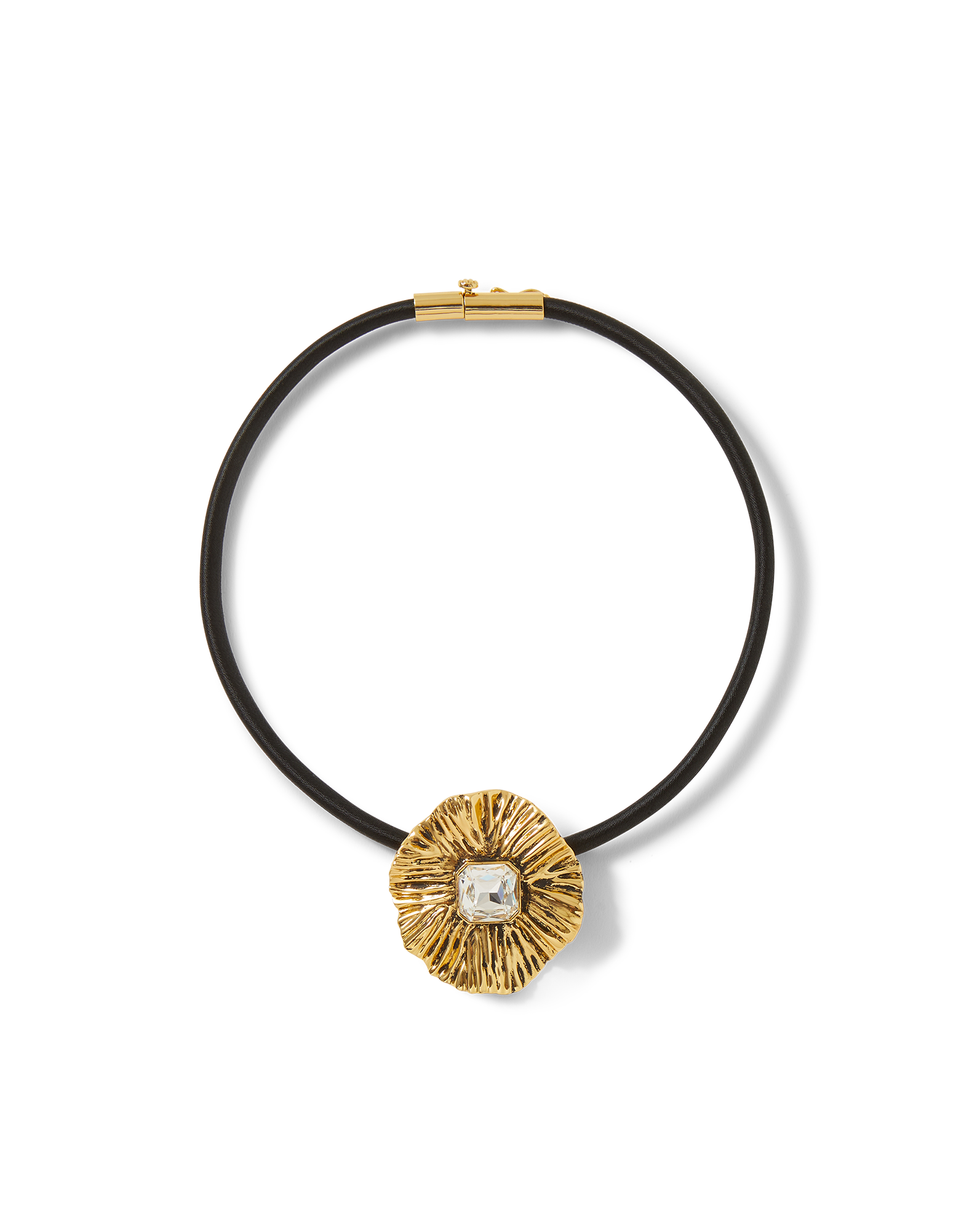 Veronica Beard Floral Pendant Cord Necklace Gold