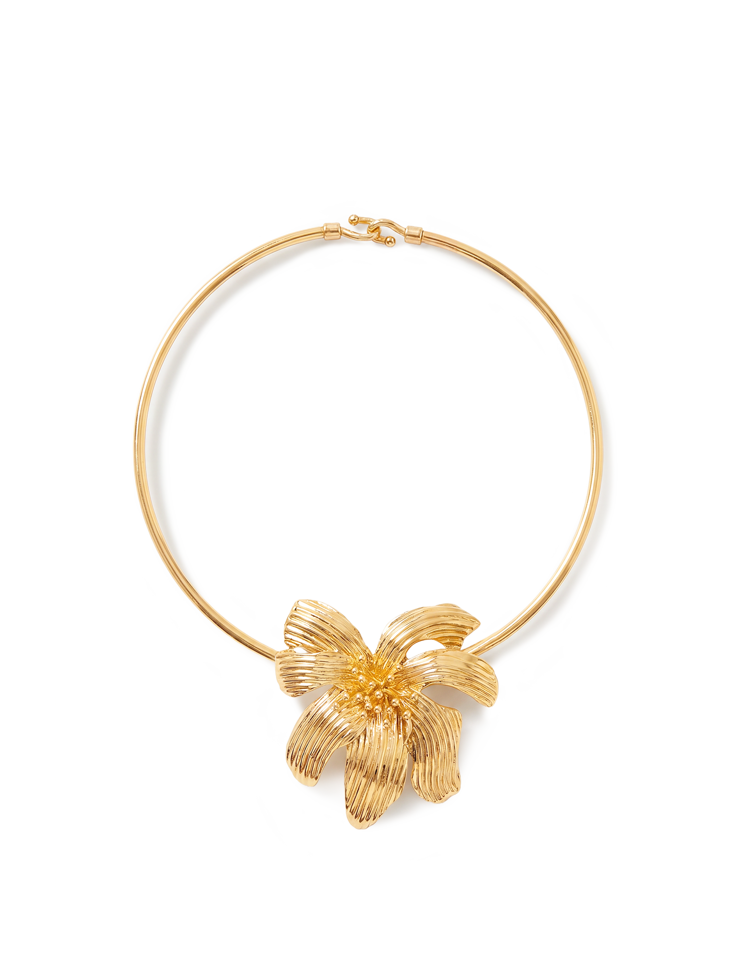 Veronica Beard Gold-tone metal choker with a large floral pendant.