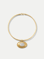 Veronica Beard Gold choker necklace with oval mother-of-pearl pendant
