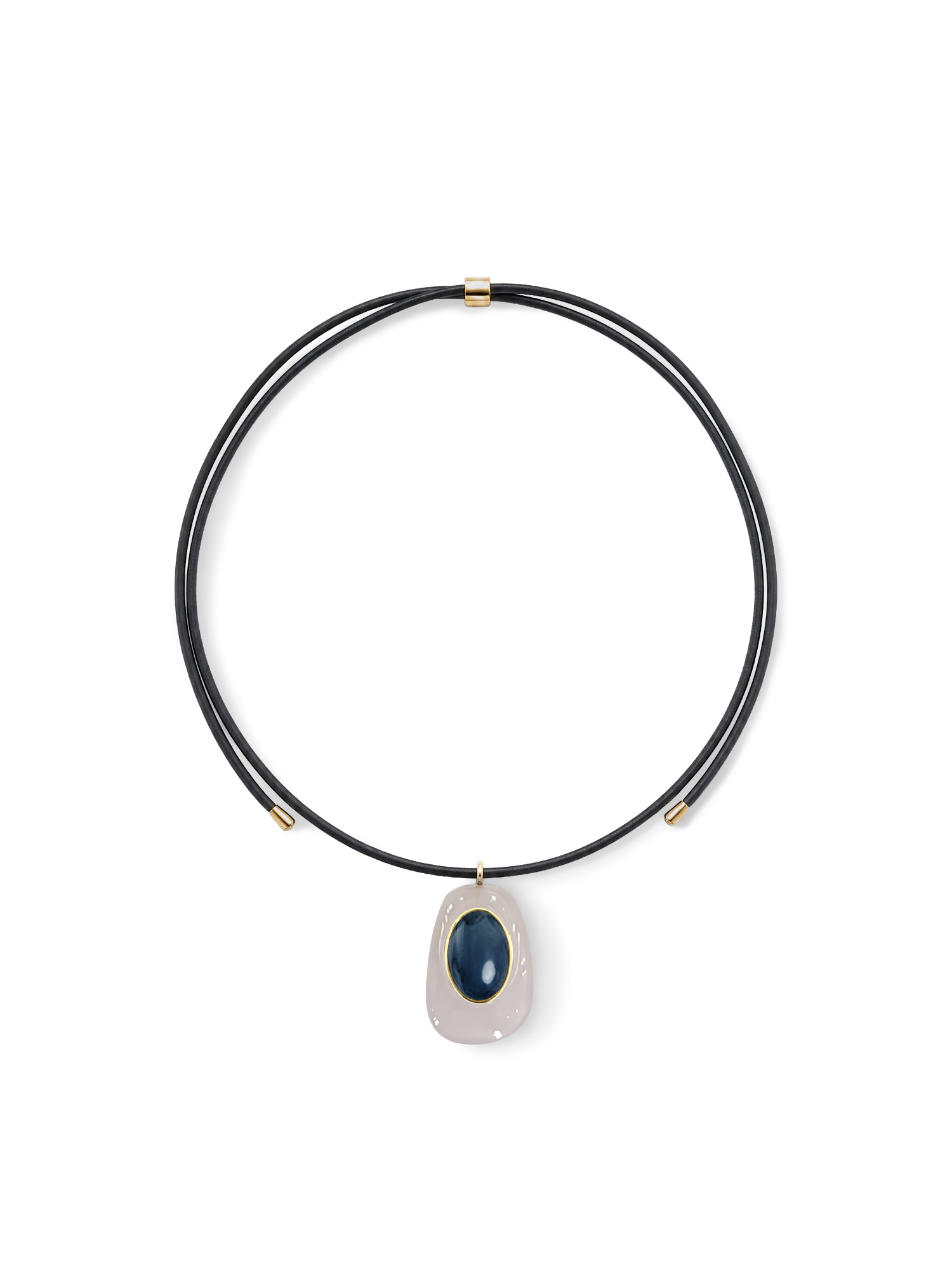 Collier pendentif en cuir noir
