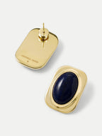 Veronica Beard Gold-tone square stud earrings with blue lapis lazuli.
