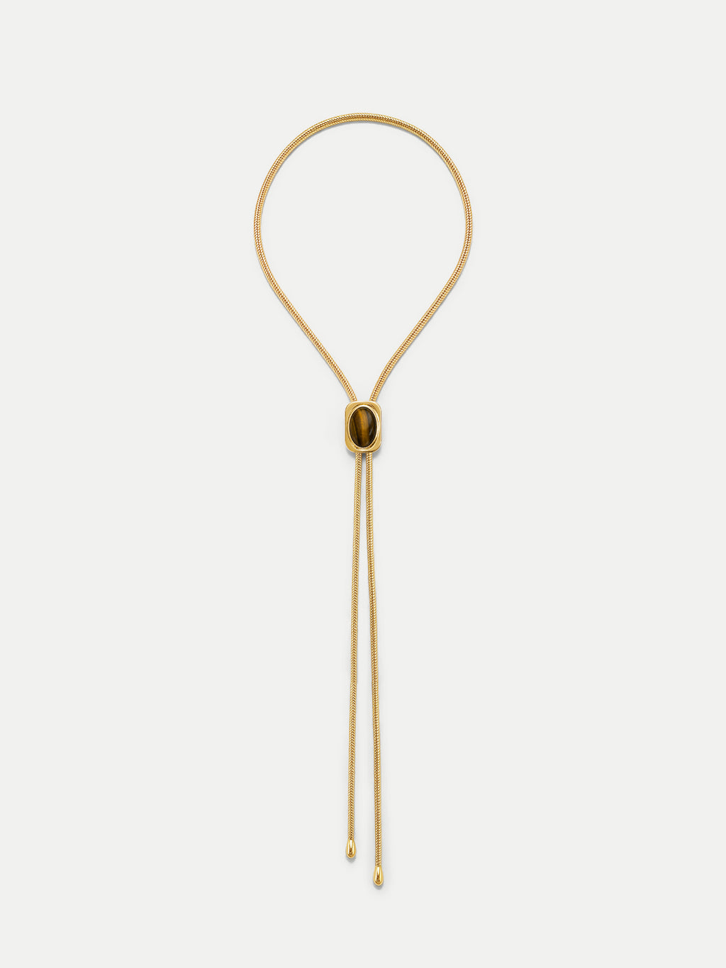 Veronica Beard Gold snake chain necklace with oval center bead.