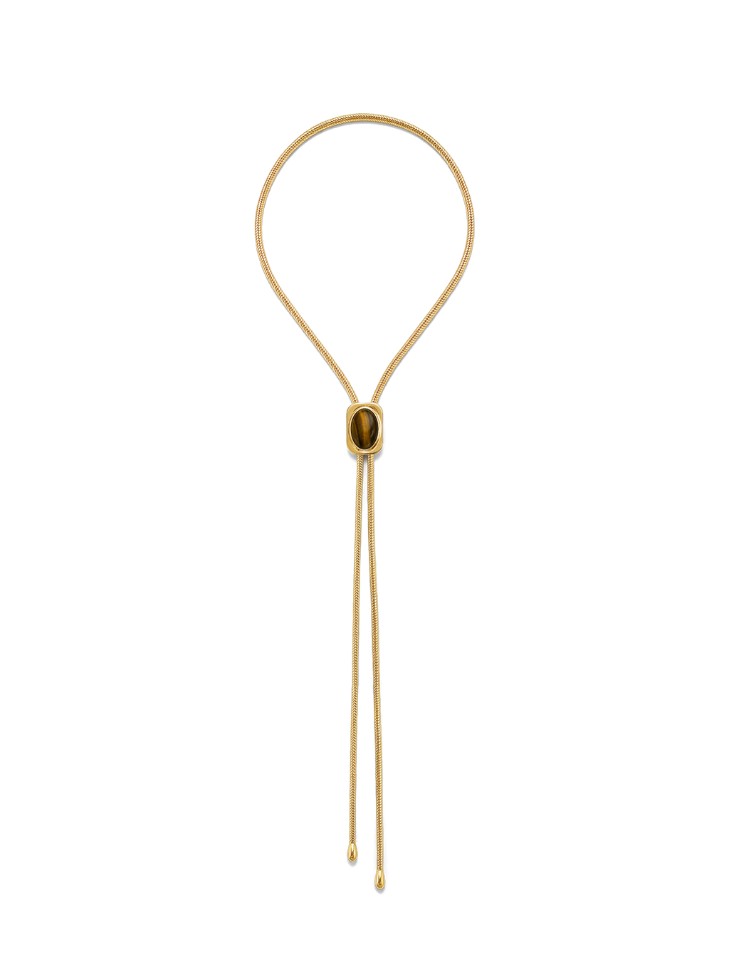 Veronica Beard Gold snake chain necklace with oval center bead.