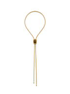Veronica Beard Gold snake chain necklace with oval center bead.