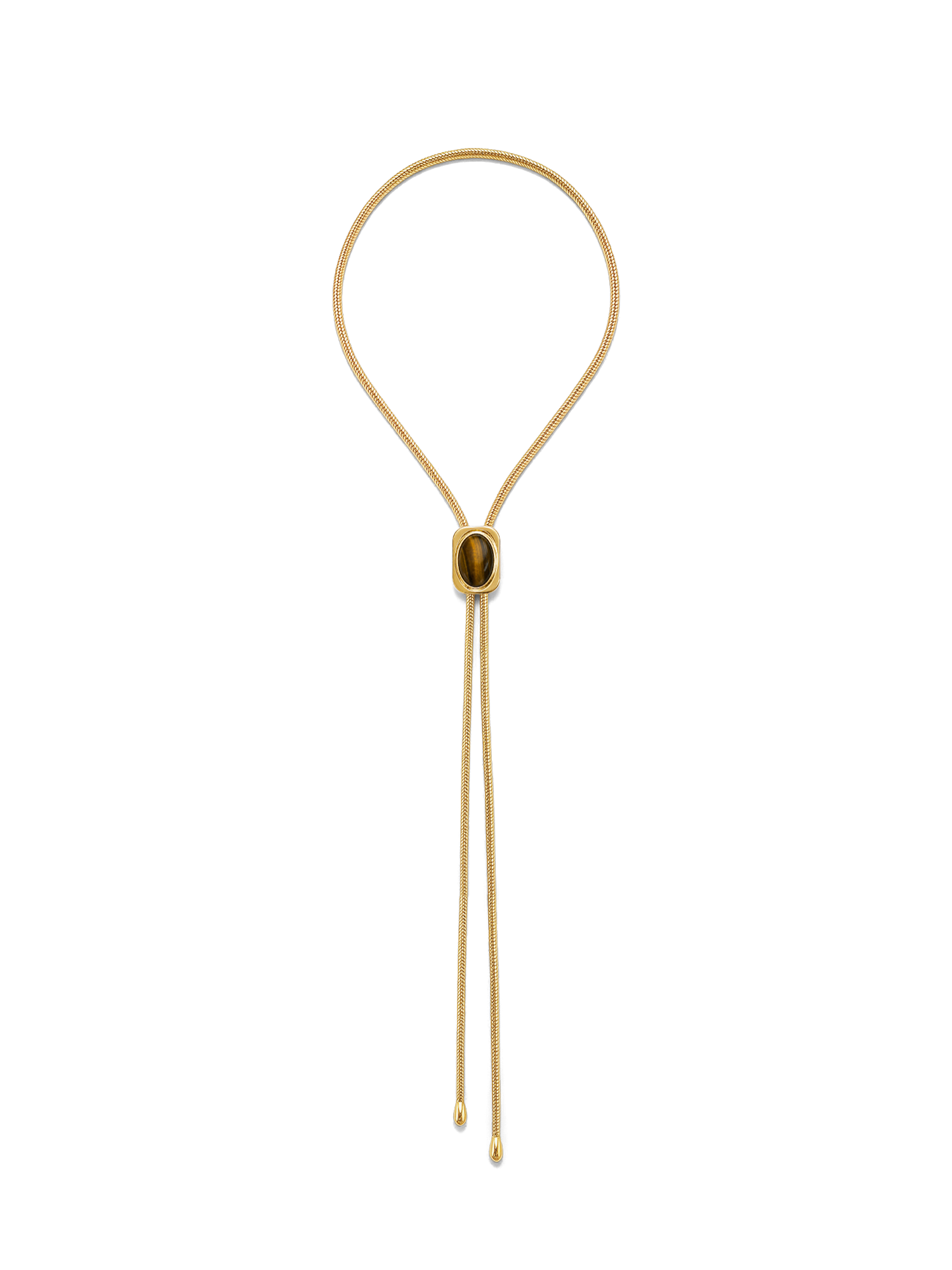 Veronica Beard Gold snake chain necklace with oval center bead.