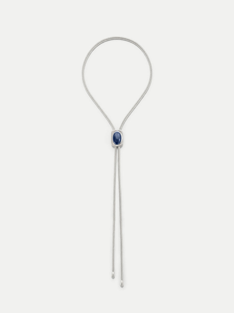 Veronica Beard Silver bolo tie with blue stone.