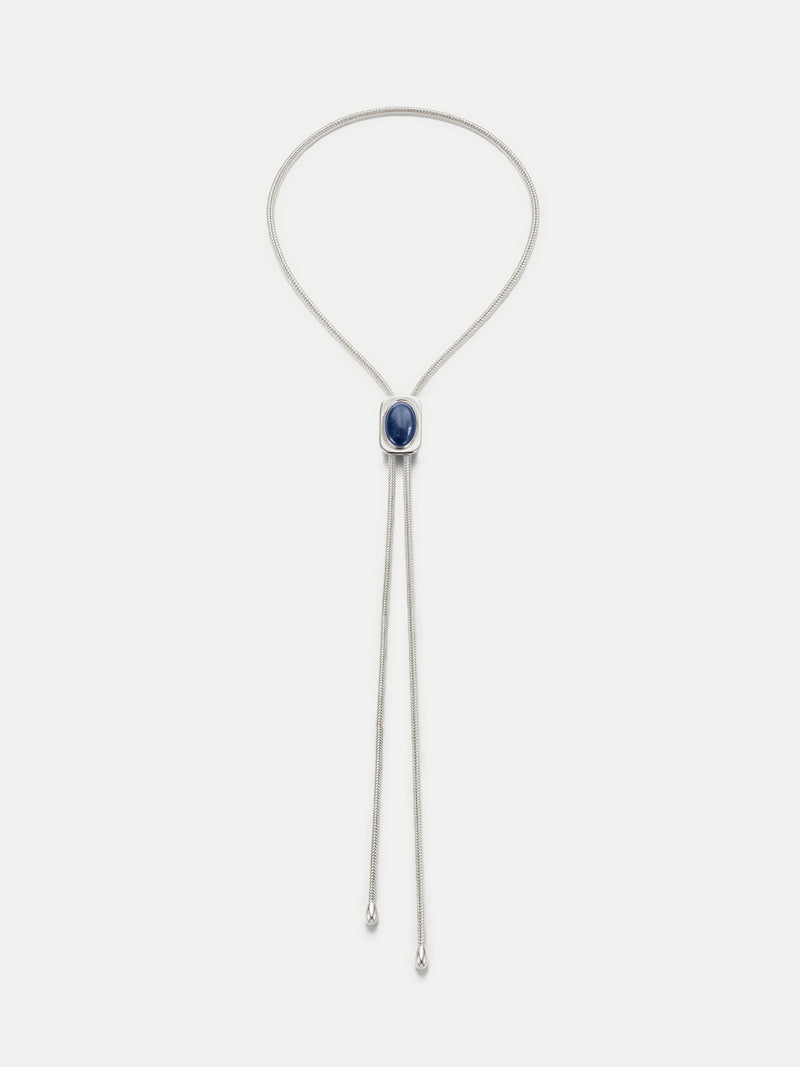 Veronica Beard Silver bolo tie with blue stone.