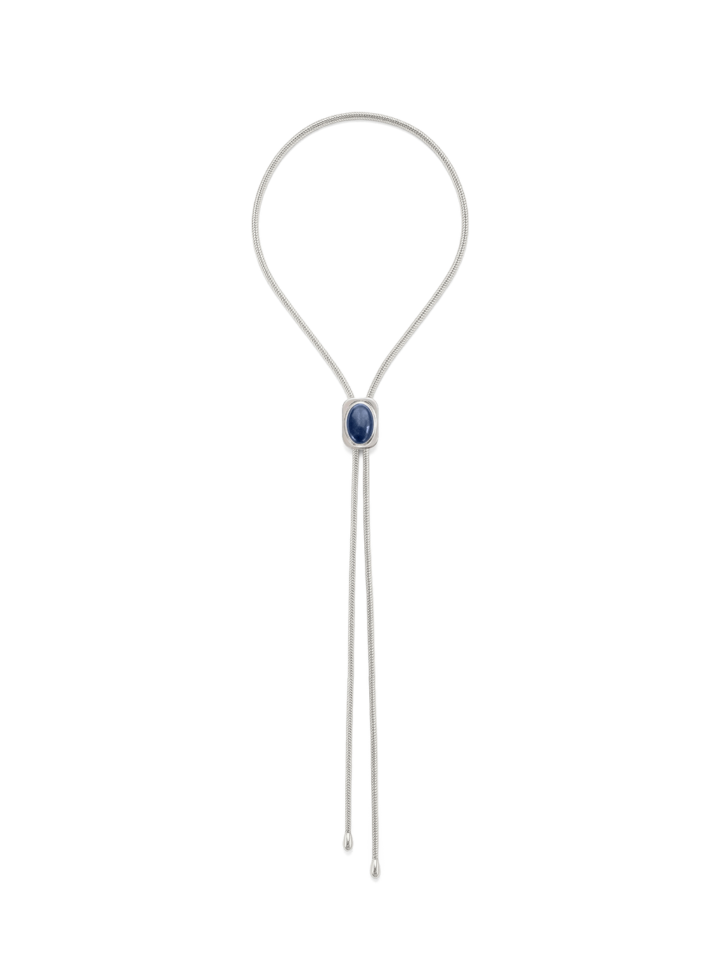 Veronica Beard Silver bolo tie with blue stone slider.