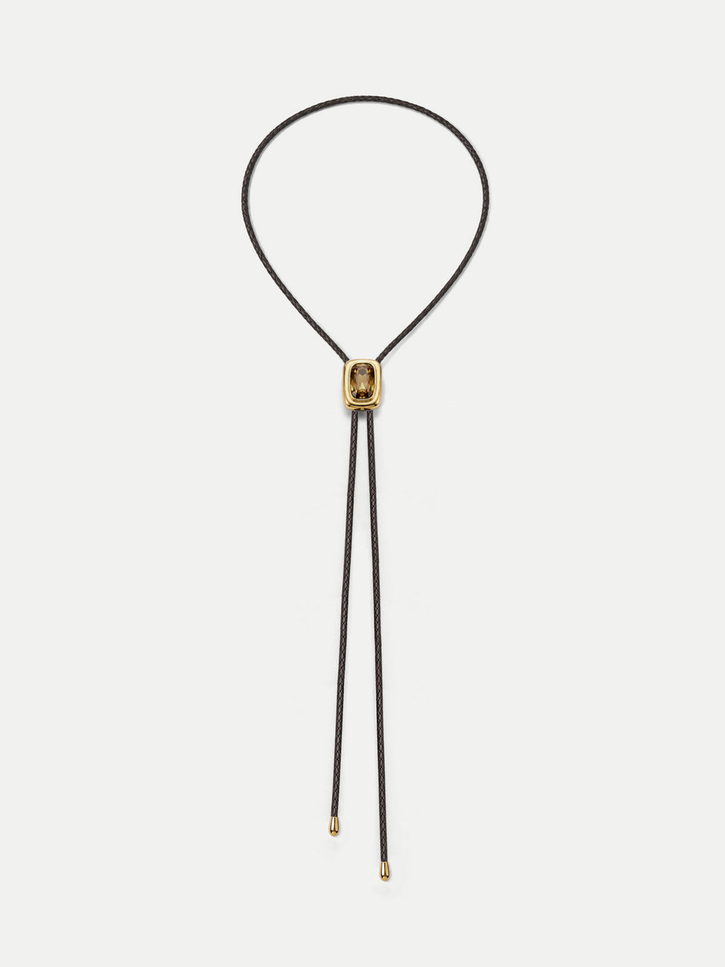 Veronica Beard Brown leather cord necklace with gold-tone clasp.