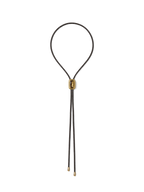 Veronica Beard Brown braided leather cord necklace with gold clasp.