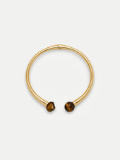 Veronica Beard Gold bangle bracelet with brown tiger's eye stones.