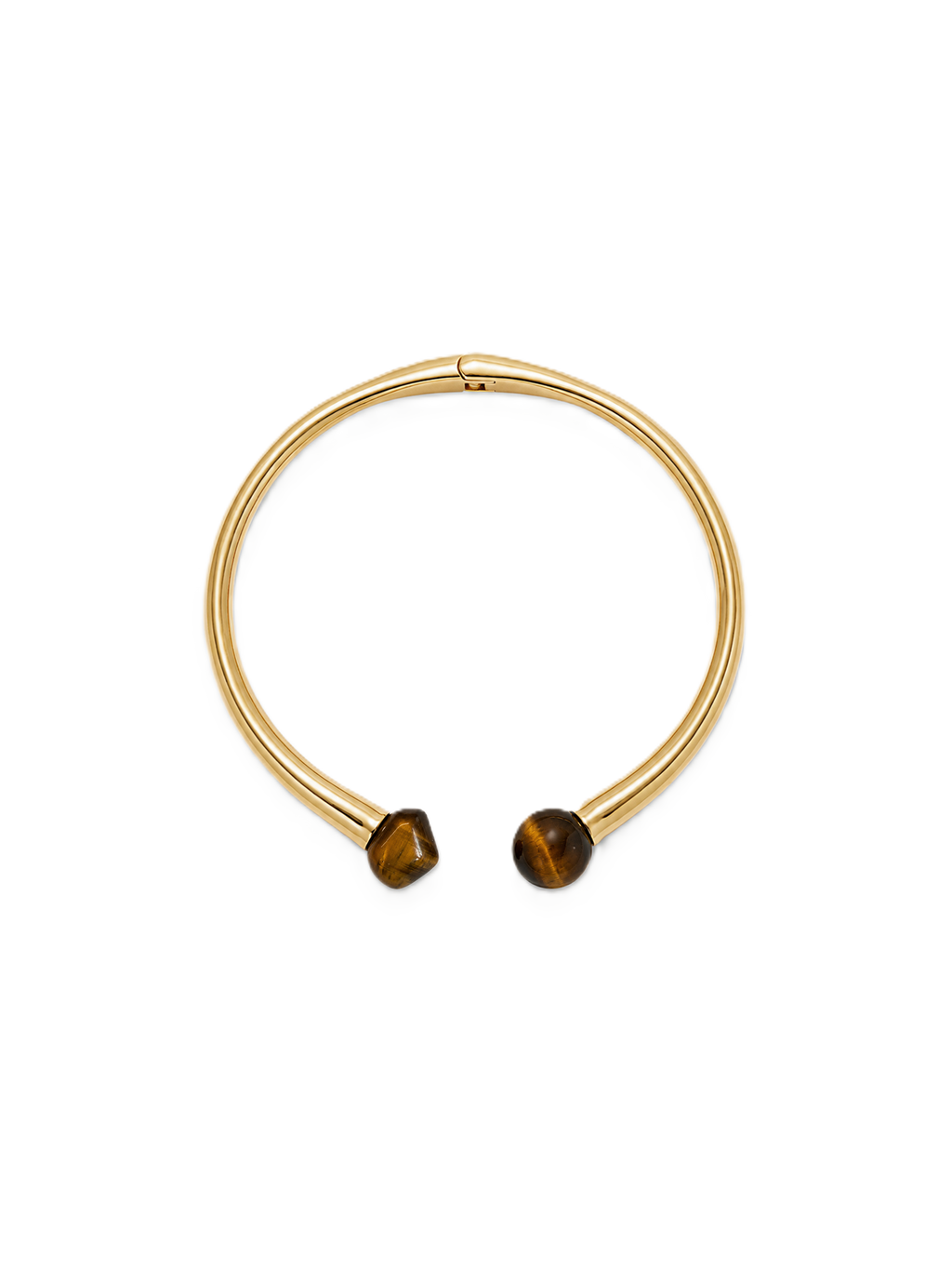 Veronica Beard Gold cuff bracelet with brown tiger eye beads.