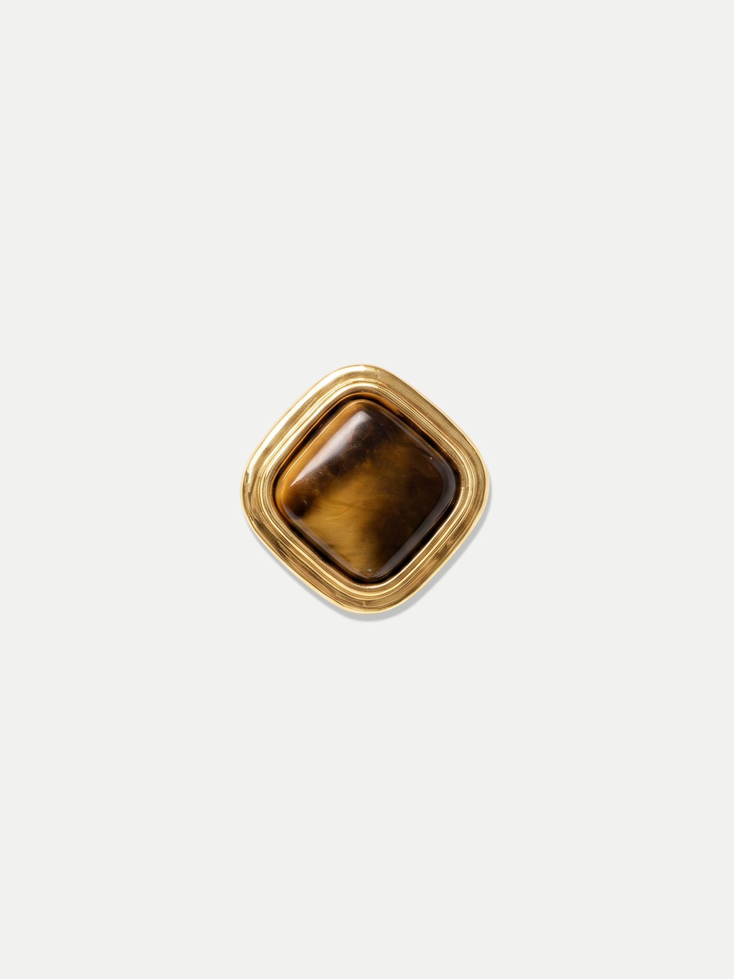 Veronica Beard Gold square ring with brown stone.