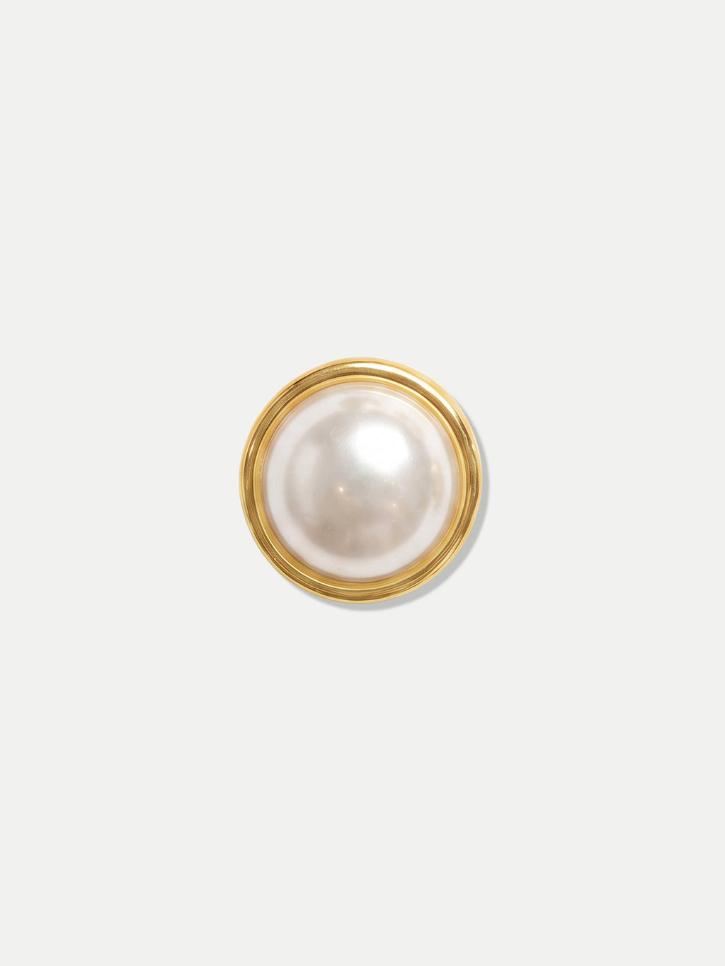 Veronica Beard Round gold and white faux pearl button.