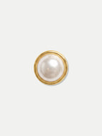 Veronica Beard Round gold and white faux pearl button.