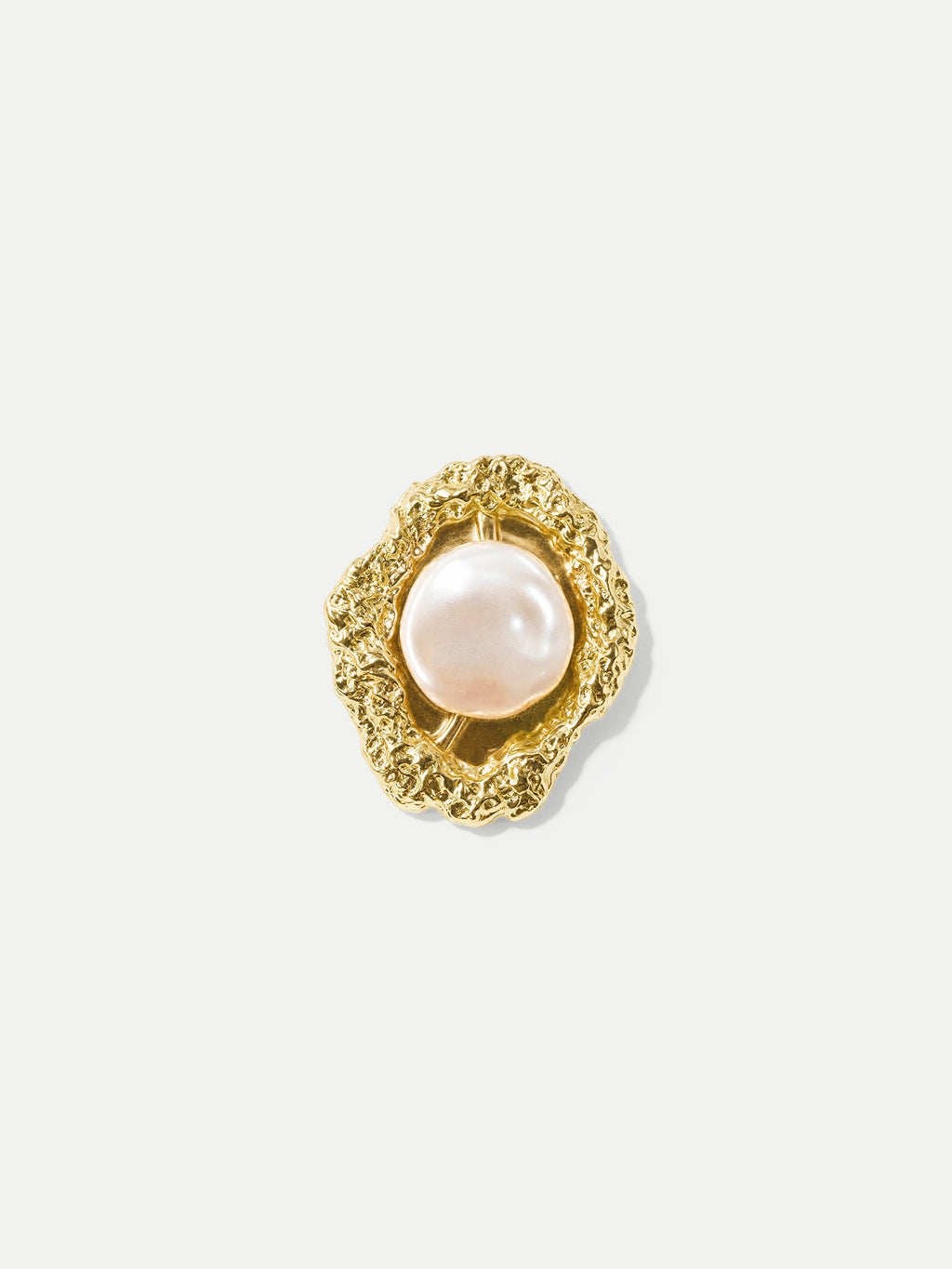 Veronica Beard Gold and white pearl textured statement ring.