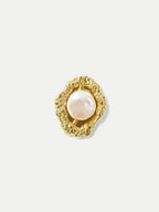 Veronica Beard Gold and white pearl textured statement ring.