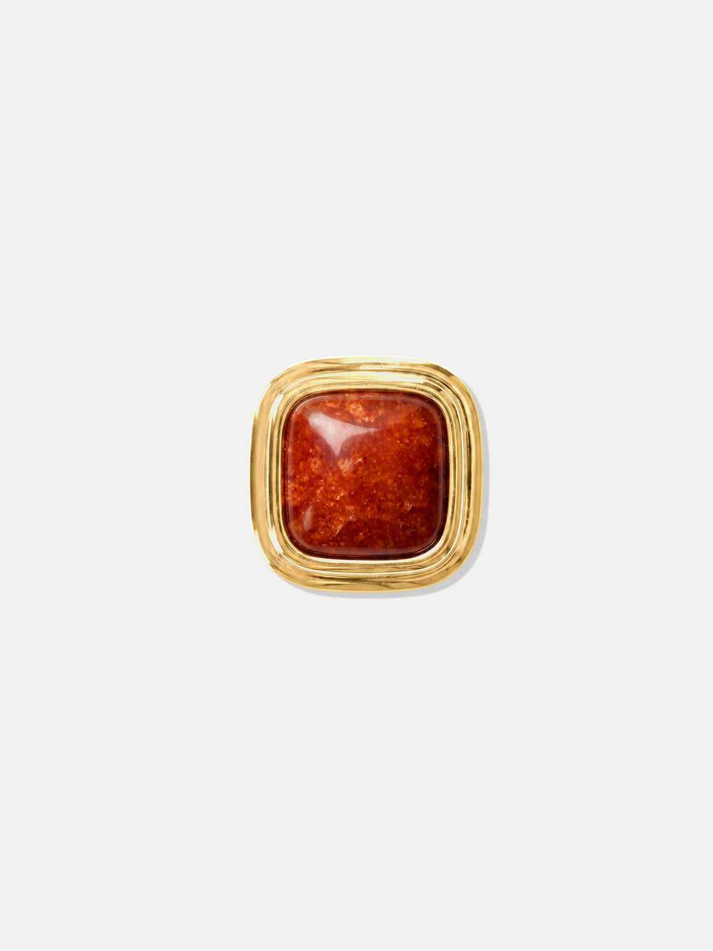 Veronica Beard Gold square ring with red stone.