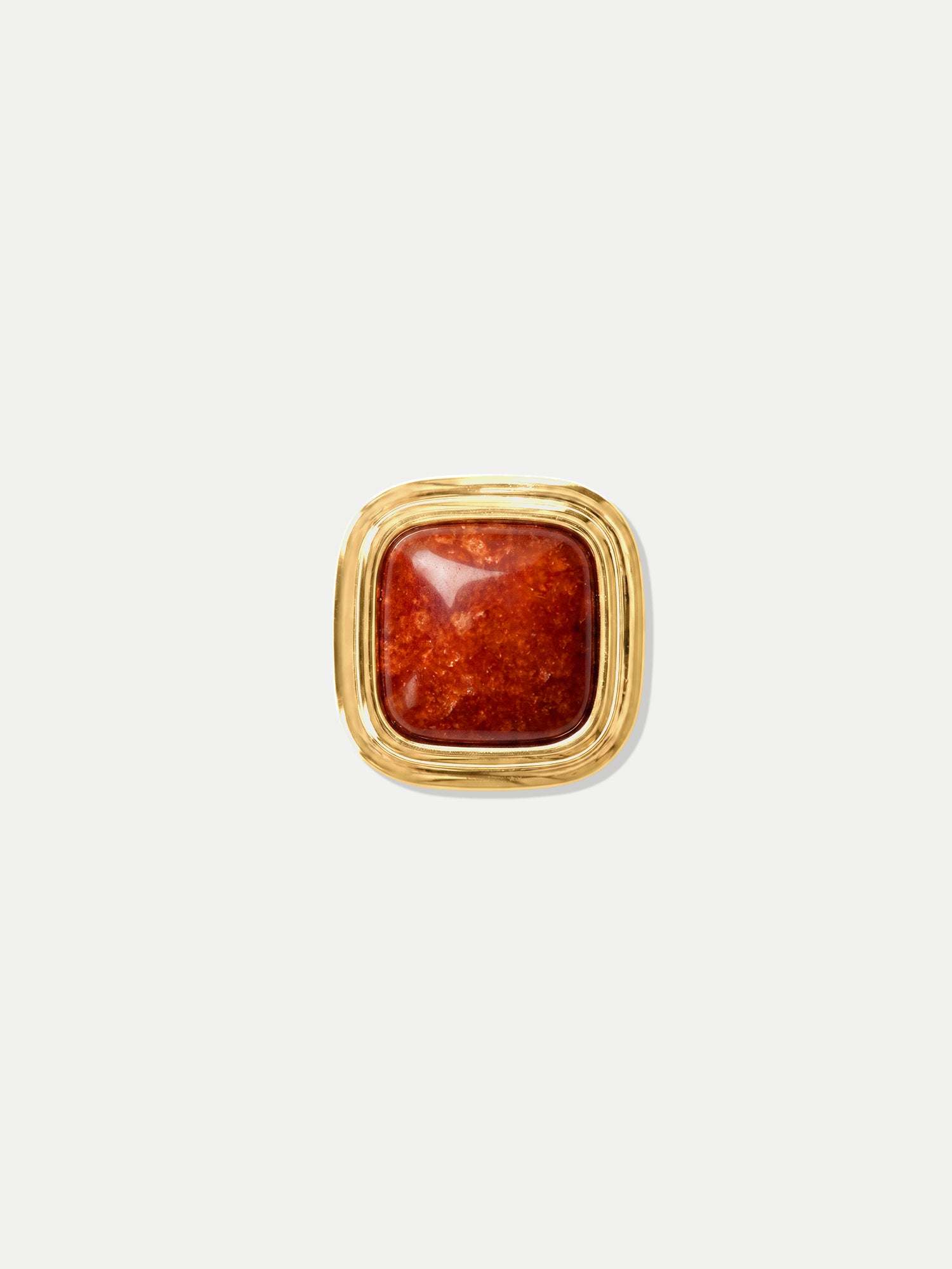 Veronica Beard Gold square ring with red stone.